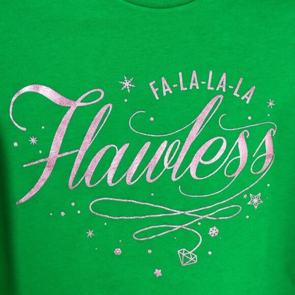 Izzy and Liv Green Pink "Fa La La La Flawless" Short Sleeve T-Shirt Size Small S - Picture 5 of 5